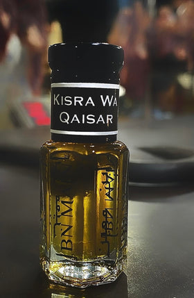 "Qaiser-o-Kisra (Caesar and Khosrow)" The backdrop of Byzantine–Sasanian war of 602–628 & The rise of Islam in Arabian Peninsula _______________________________________Qaiser (Kausar) is abundance, bounty, plenty & nectar water of heavenly river! Khosrow II (Kisra) a Persian king to whom Muhammad had sent a messenger,Abdullah ibn Hudhafah as-Sahmi! Along with a letter in which Khosrow ll was asked to preach the religion of Islam! But! Kisra refused to accept the reforms or to be converted to Islam! "Kisra Wa Qaisar" blend with notes of Smoky Bakhoor, Oud & Saffron Oil ©IBN MA'IN
